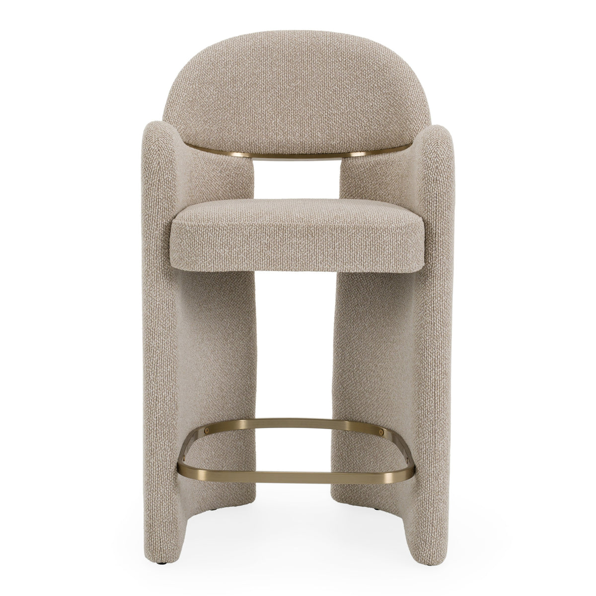 Ashley Modern Beige Fabric + Brushed Brass Counter Chair