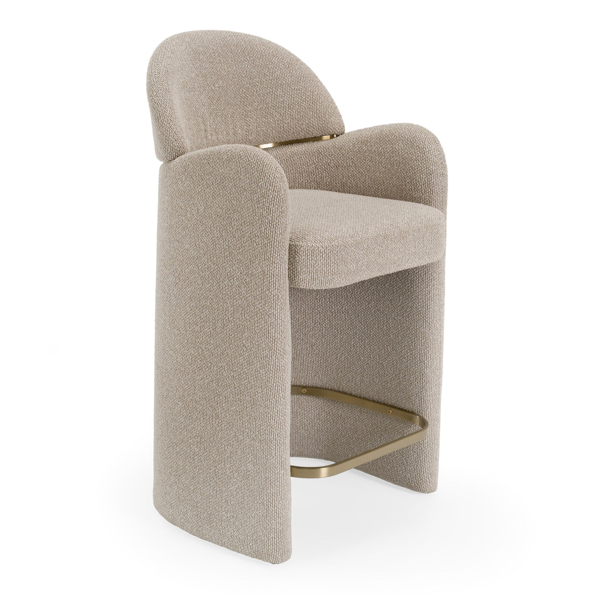 Ashley Modern Beige Fabric + Brushed Brass Counter Chair