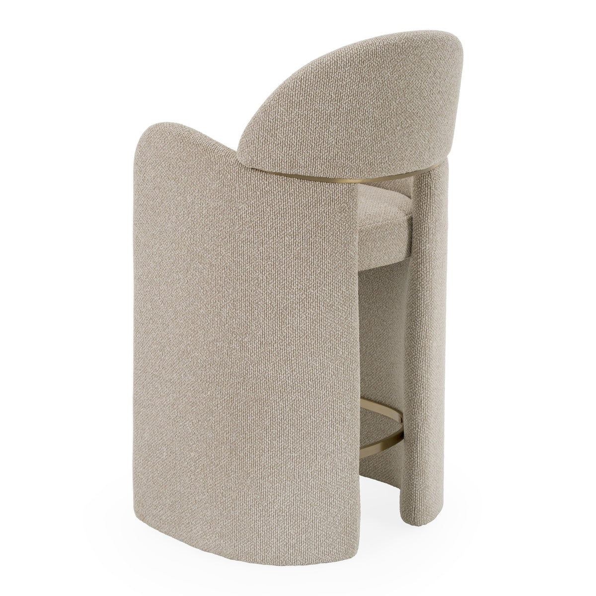 Ashley Modern Beige Fabric + Brushed Brass Counter Chair