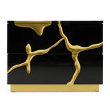 Aspen Modern Wide Black and Gold Nightstand