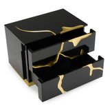 Aspen Modern Wide Black and Gold Nightstand