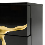 Aspen Modern Wide Black and Gold Nightstand