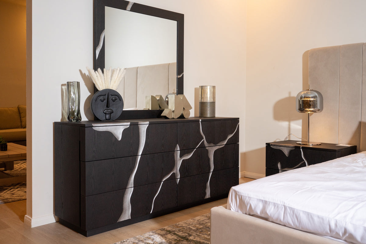 Aspen Modern Matte Brown Ash & Silver Dresser
