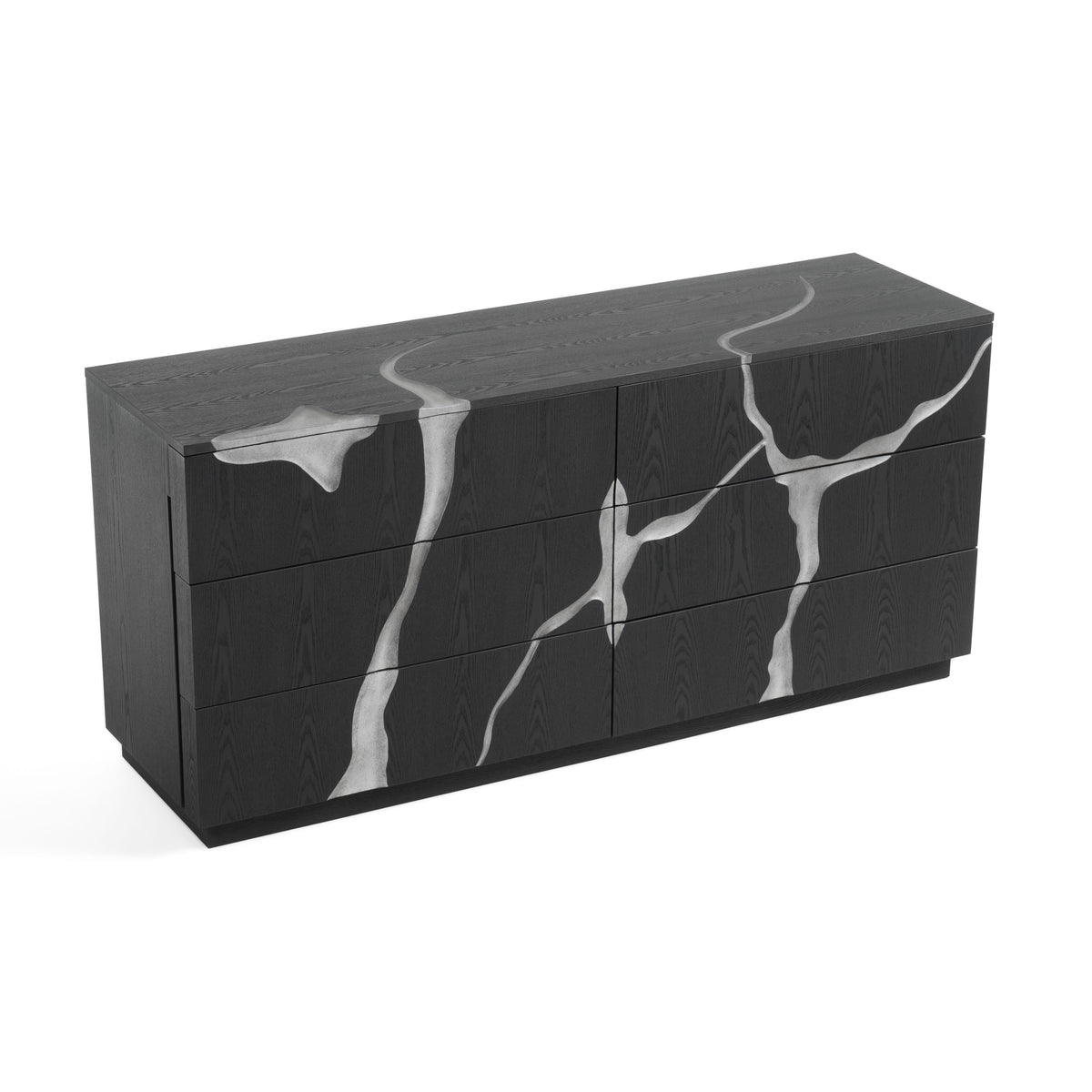 Aspen Modern Matte Brown Ash & Silver Dresser