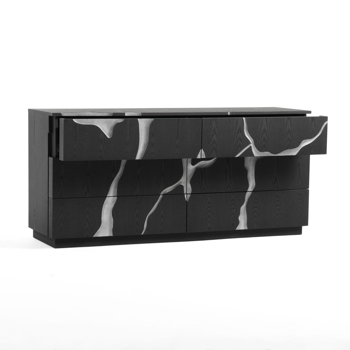 Aspen Modern Matte Brown Ash & Silver Dresser