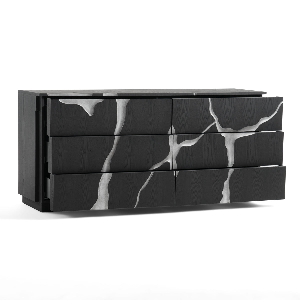 Aspen Modern Matte Brown Ash & Silver Dresser