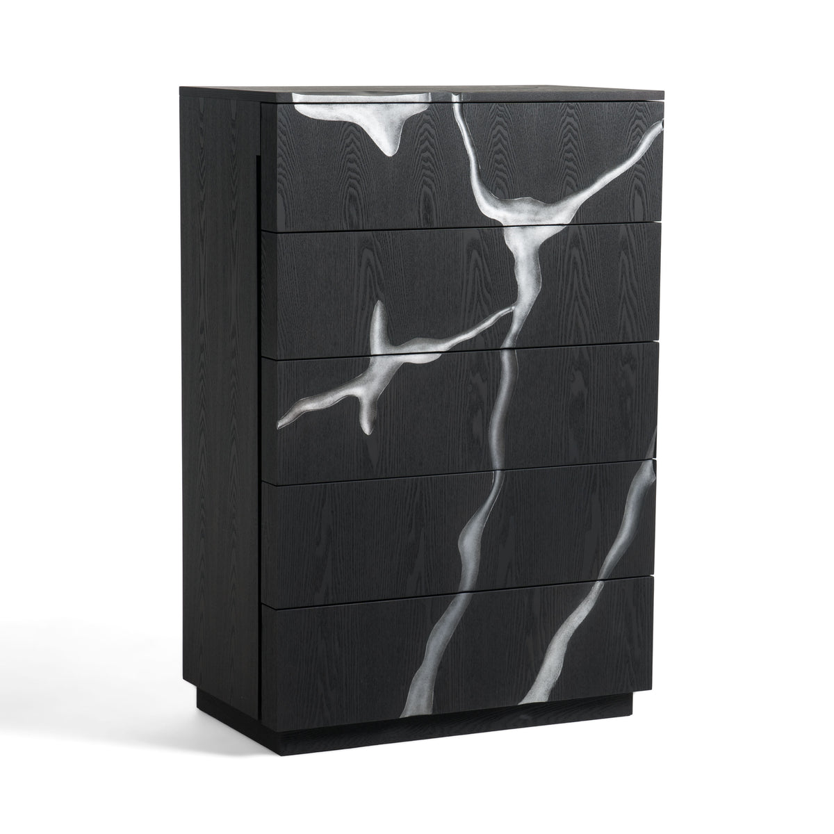 Aspen Modern Matte Brown Ash & Silver Chest
