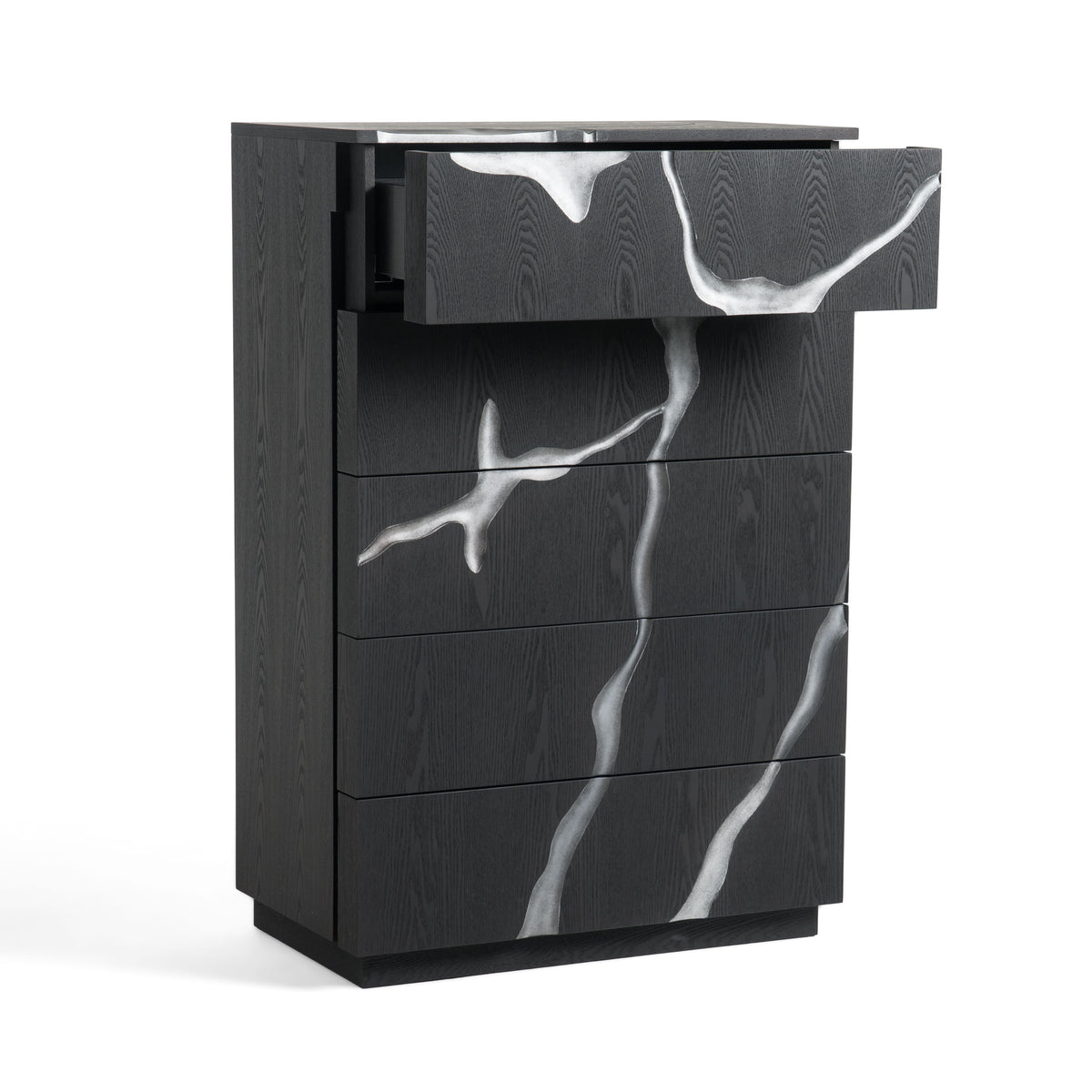 Aspen Modern Matte Brown Ash & Silver Chest