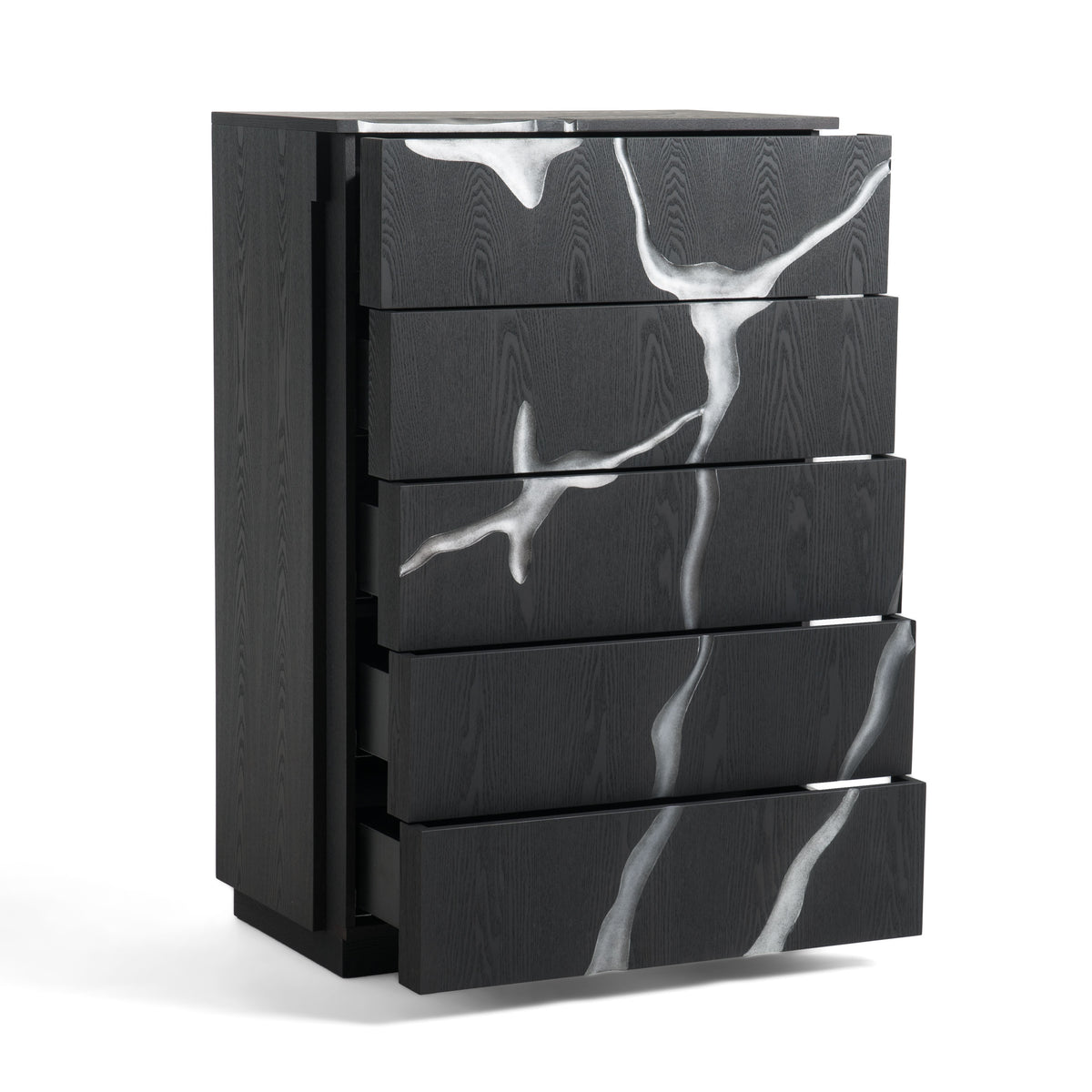 Aspen Modern Matte Brown Ash & Silver Chest
