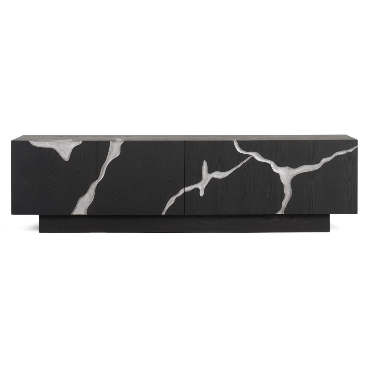 Aspen Modern Matte Brown Ash & Silver TV Stand