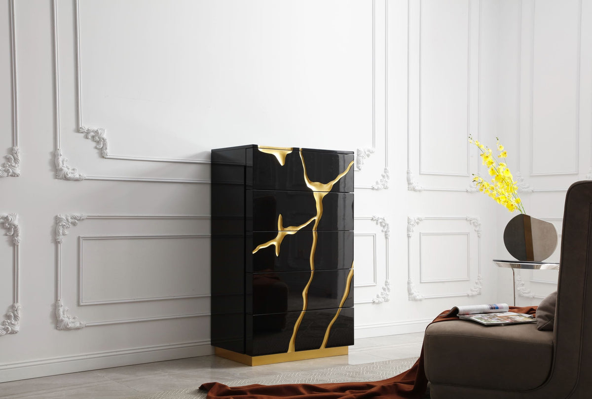 Aspen Modern Black & Gold Chest