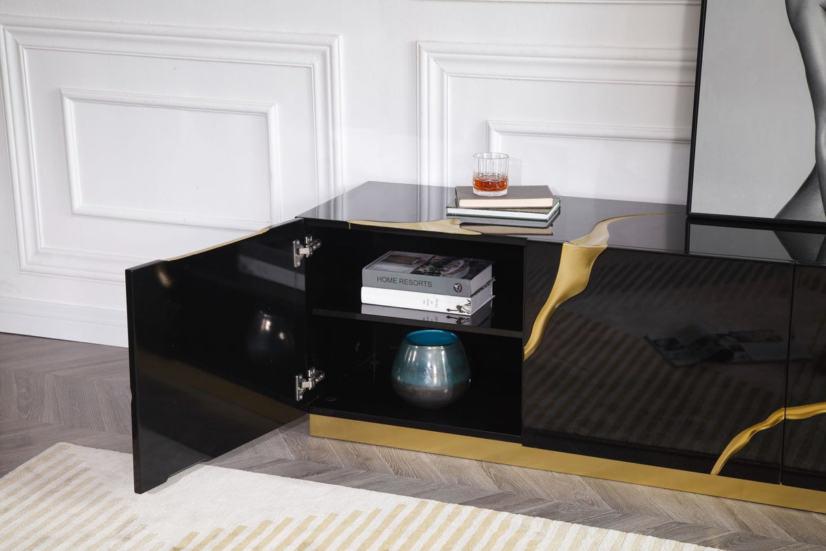 Aspen Modern Black & Gold TV Stand