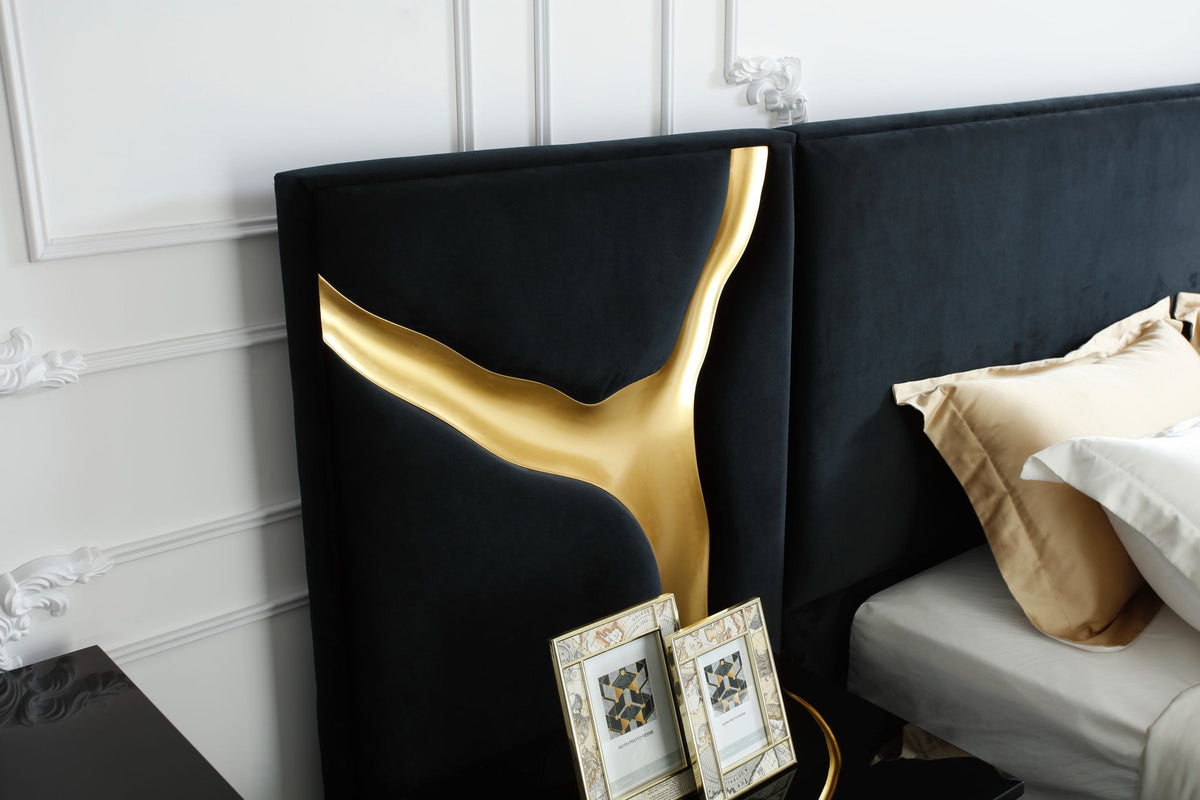 Aspen Glam Black Velvet & Gold Bed