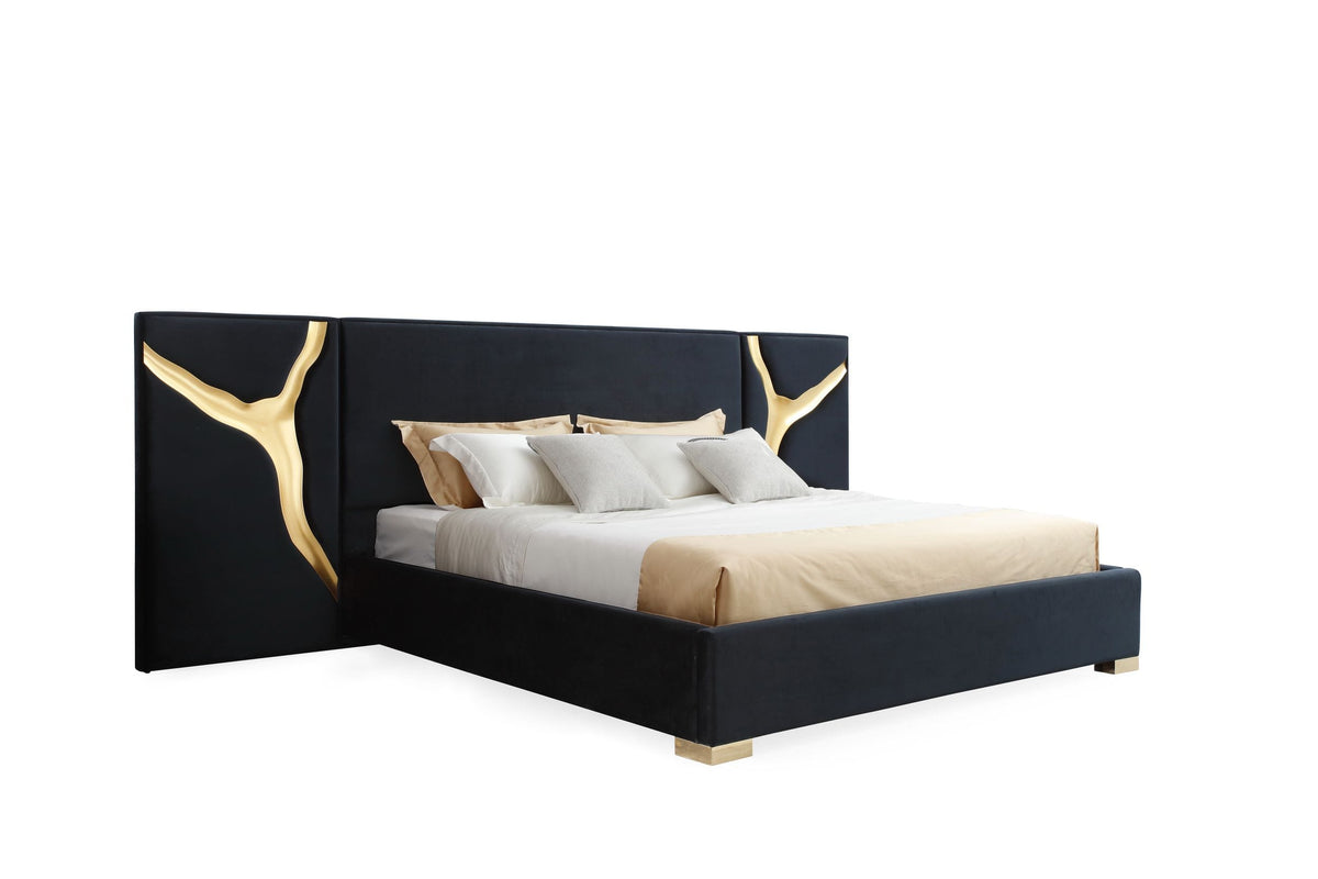 Aspen Modern Black + Gold Bed + Nightstands