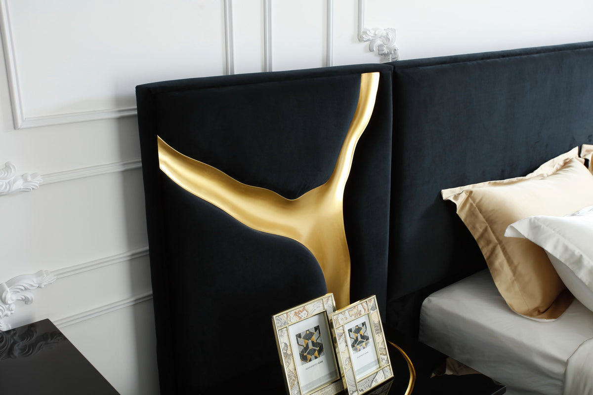 Aspen Modern Black + Gold Bed + Nightstands