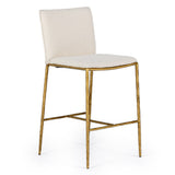 Atlanta Modern Off-White Fabric & Brass Counter Chair