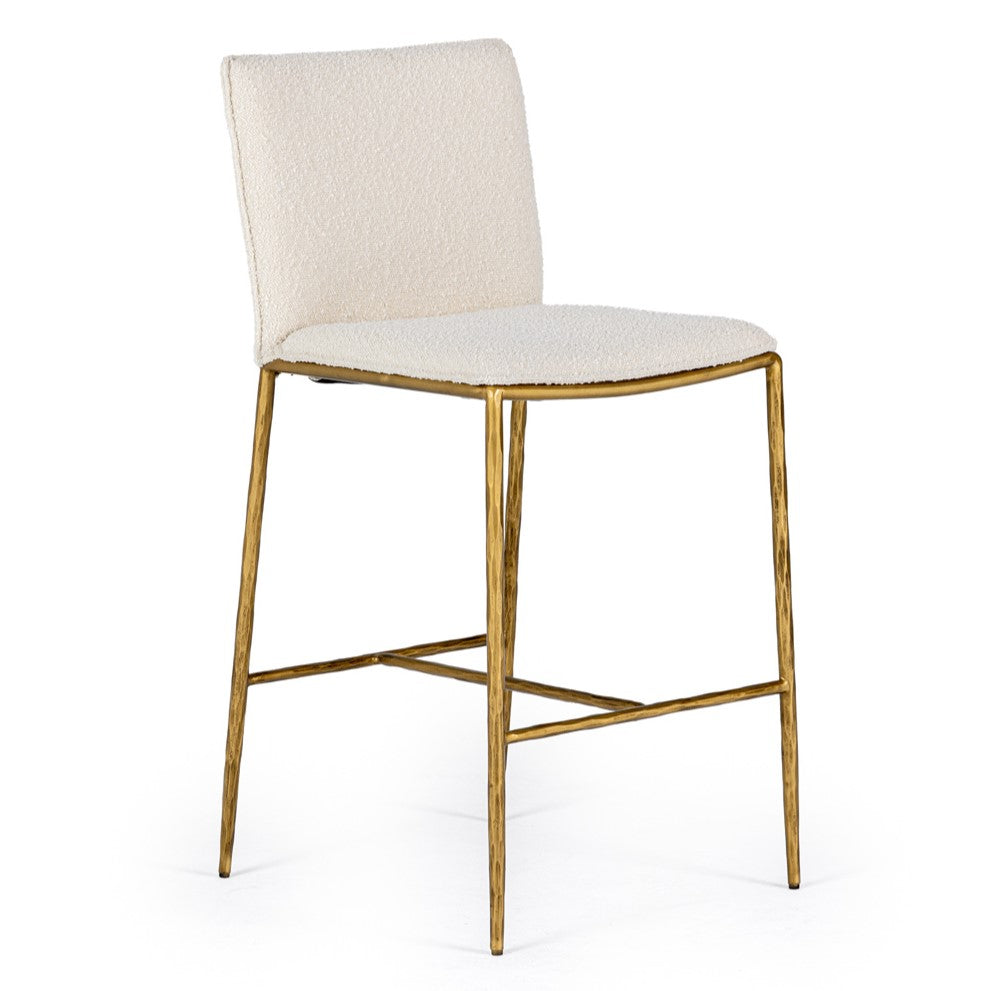 Atlanta Modern Off-White Fabric & Brass Counter Chair