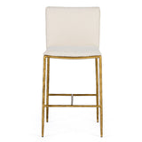 Atlanta Modern Off-White Fabric & Brass Counter Chair
