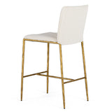 Atlanta Modern Off-White Fabric & Brass Counter Chair