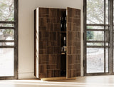 Auer- Brown Oak & Gold Wine Rack Cabinet