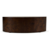 August Modern Dark Walnut Burl Oval Coffee Table