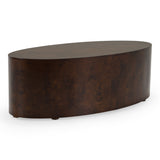 August Modern Dark Walnut Burl Oval Coffee Table