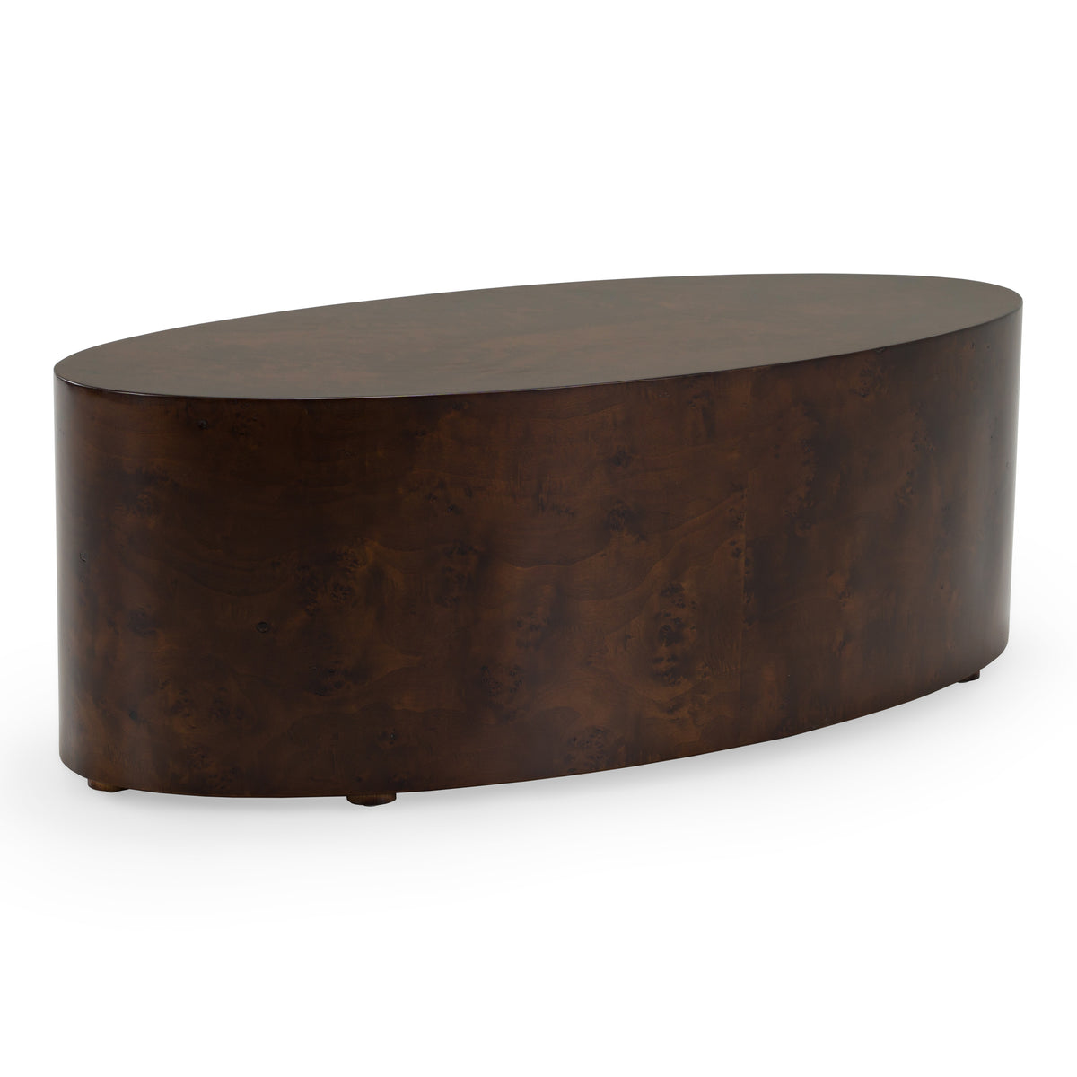 August Modern Dark Walnut Burl Oval Coffee Table