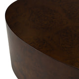 August Modern Dark Walnut Burl Oval Coffee Table