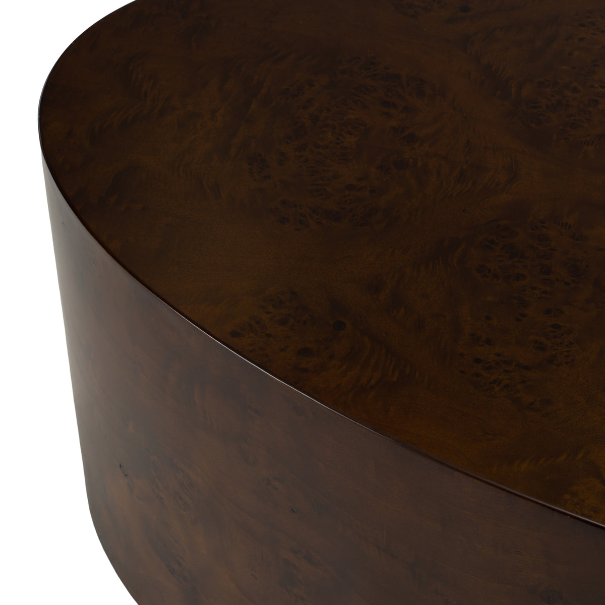 August Modern Dark Walnut Burl Oval Coffee Table
