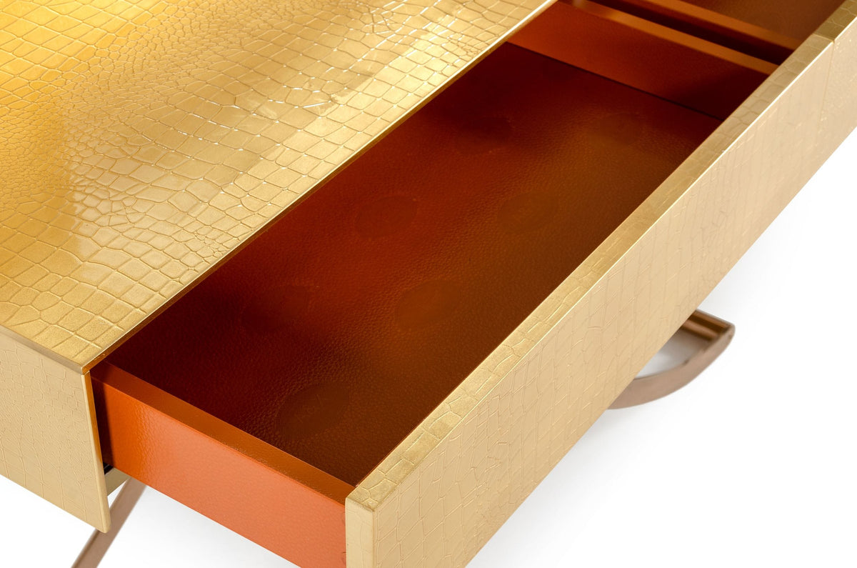 Aversa Gold Crocodile Console Table & Mirror