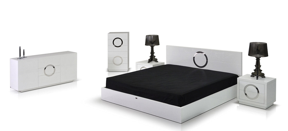 Ovidius Modern White Crocodile Lacquer Bed