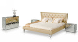 Monica Modern Champagne Leather Bed