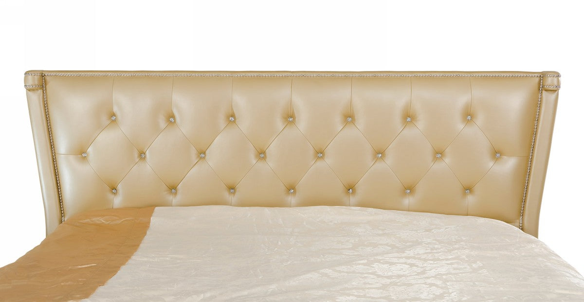 Monica Modern Champagne Leather Bed