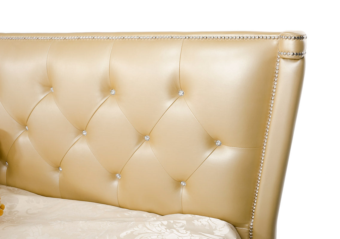 Monica Modern Champagne Leather Bed