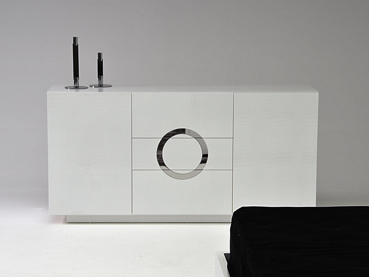 Ovidius Modern White Crocodile Lacquer Bed