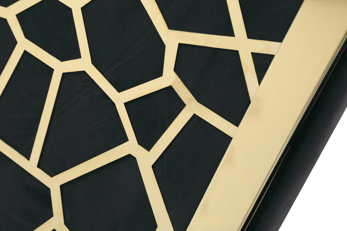 Reba Modern Black Velvet & Gold Dining Chair (Set of 2)