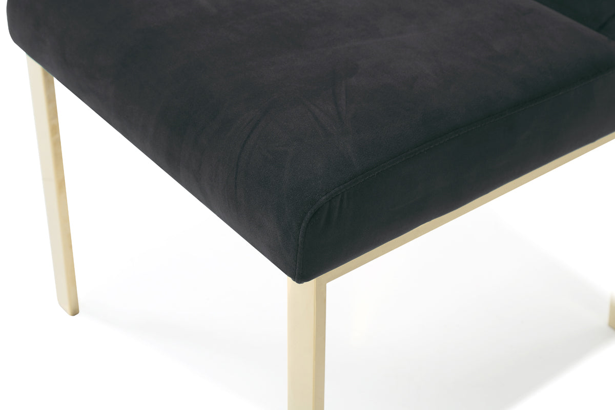 Reba Modern Black Velvet & Gold Dining Chair (Set of 2)