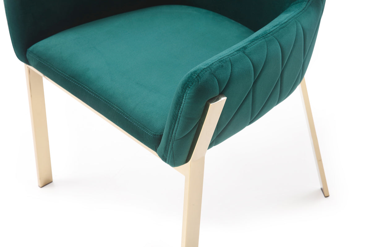 Robin Modern Green Velvet & Gold Dining Chair