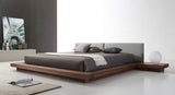 Queen Opal Modern Walnut & Grey Platform Bed