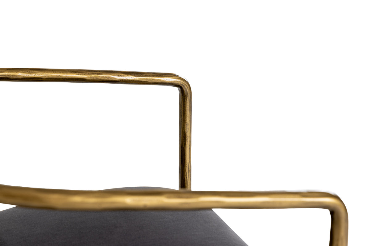 Modrest Baird Modern Grey Velvet and Brass Counter Chair