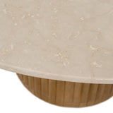 Bambi Modern Botticino Marble + Mango Round Dining Table