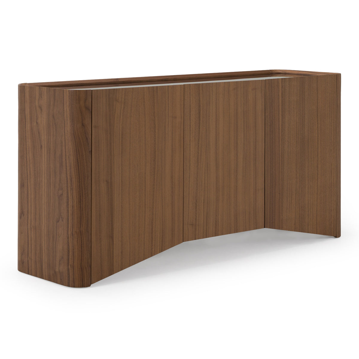 Barbon Modern Black Glass + Walnut Buffet