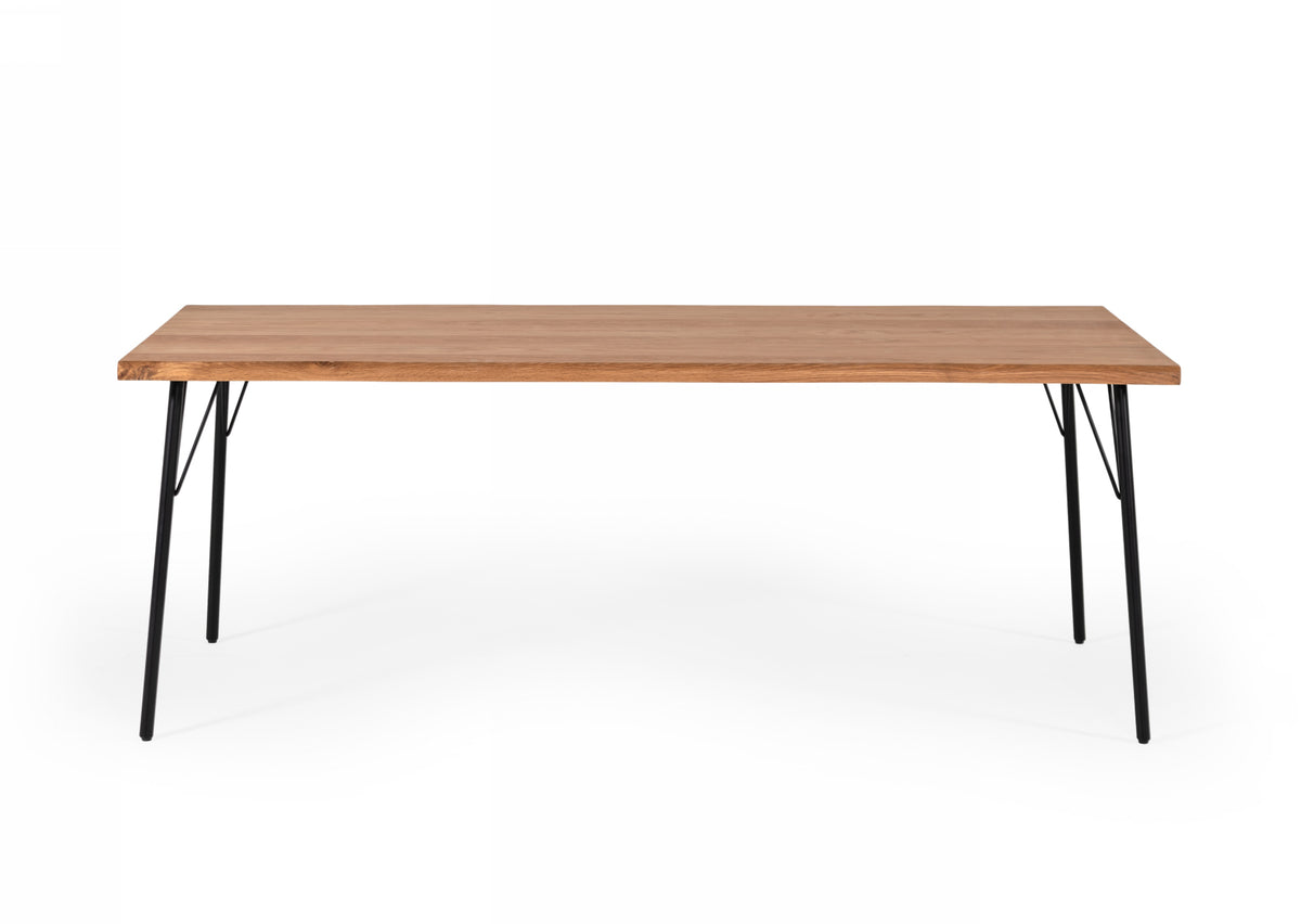 Barnum Industrial Oak and Black Iron Live Edge Dining Table
