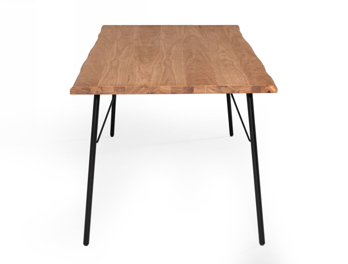 Barnum Industrial Oak and Black Iron Live Edge Dining Table