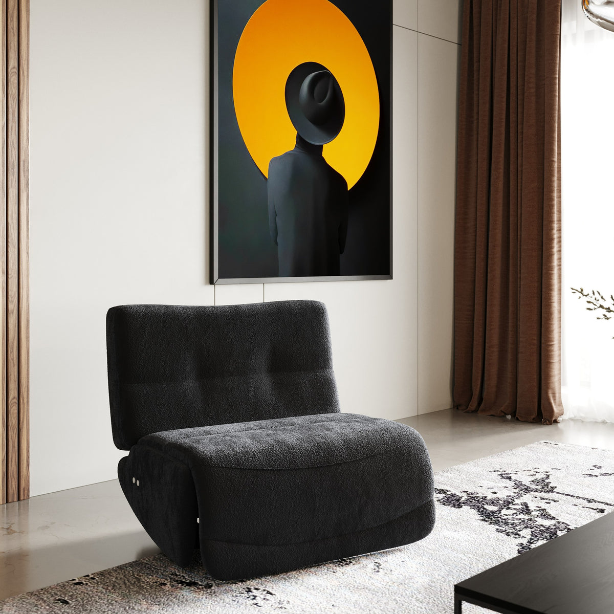 Basil Modern Black Fabric Large Electric Recliner Chair