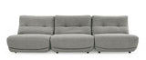 Basil Modern Grey Fabric Large Sofa With 3 Electric Recliners