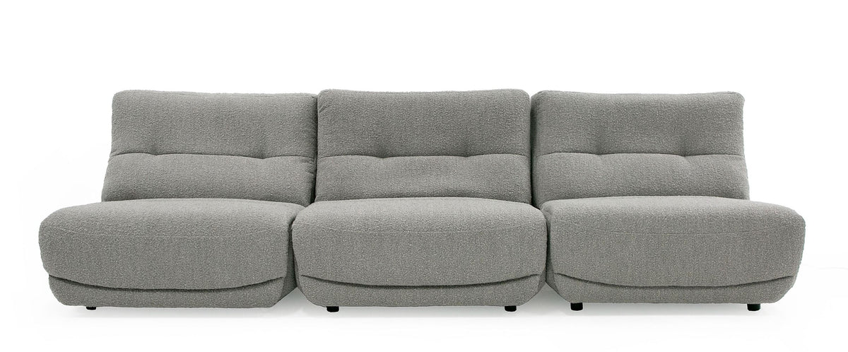 Basil Modern Grey Fabric Large Sofa With 3 Electric Recliners