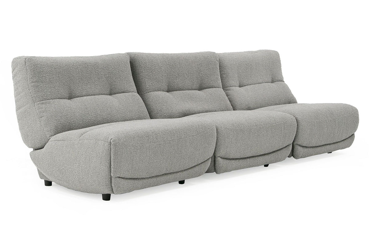 Basil Modern Grey Fabric Large Sofa With 3 Electric Recliners