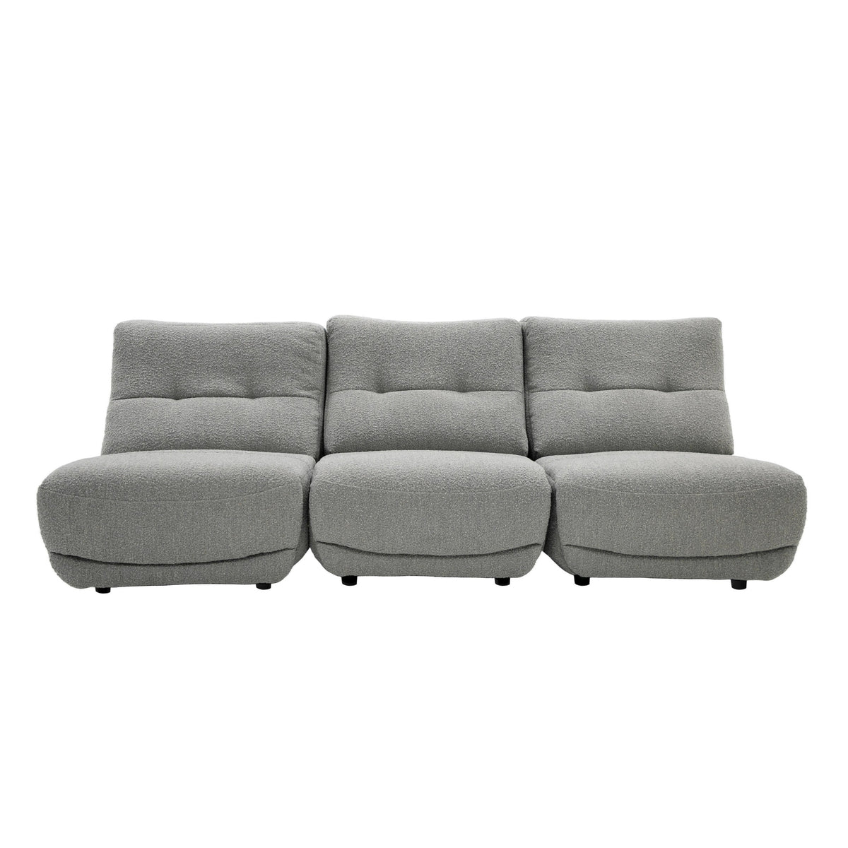 Basil Modern Grey Fabric Small Sofa With 3 Electric Recliners