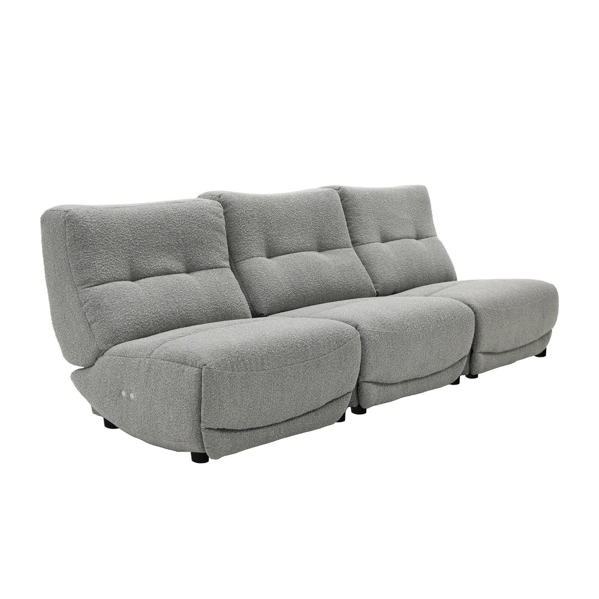Basil Modern Grey Fabric Small Sofa With 3 Electric Recliners